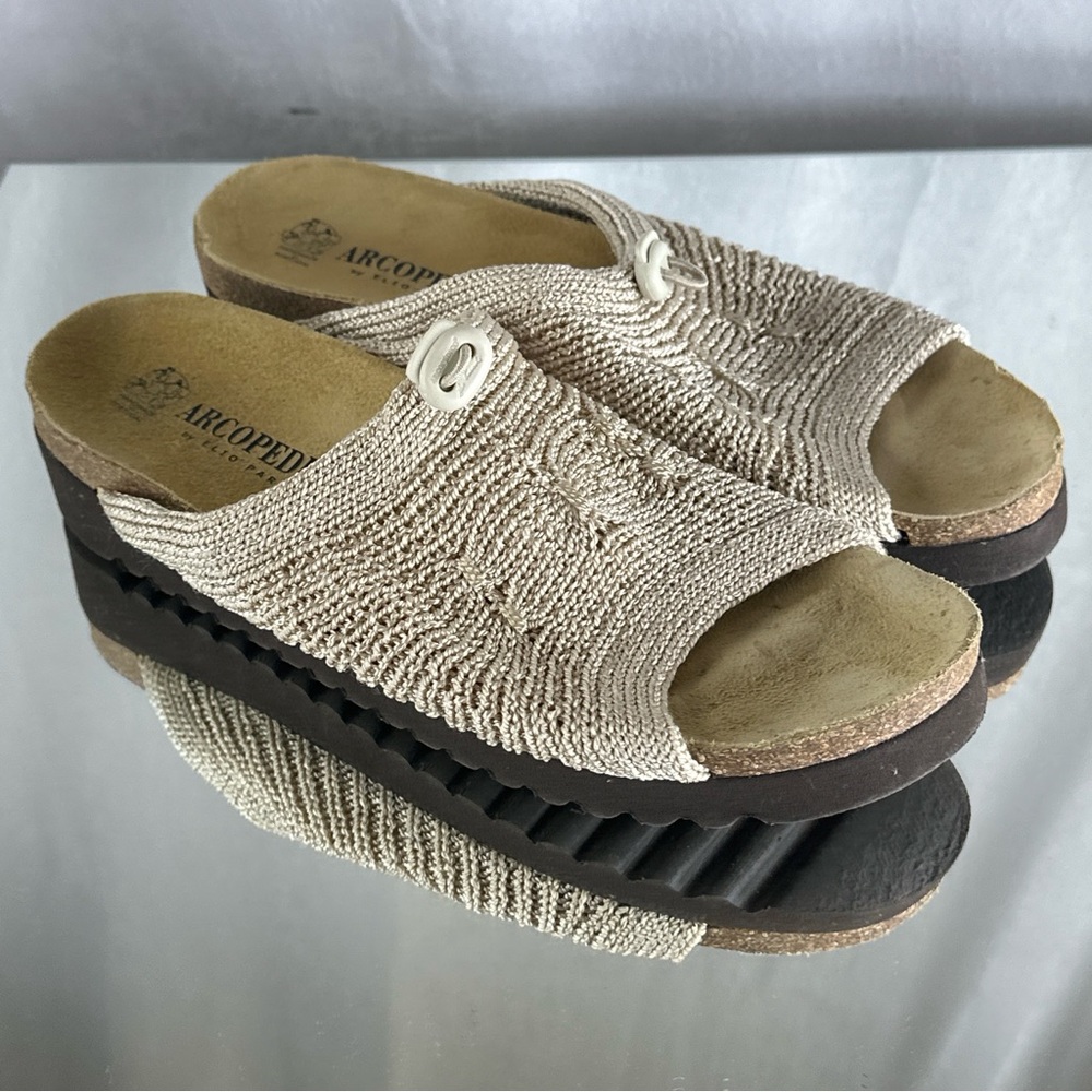 Arcopedico Elio Parodi Gold Knit Slides Sandals EU39 US8-8.5